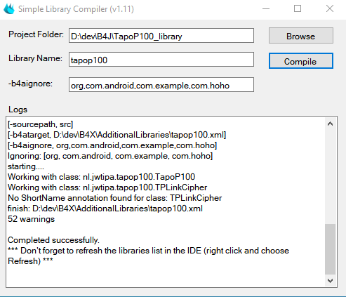 Screen B4J Simple Library Compiler