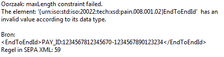 XSD validatie lengte foutmelding