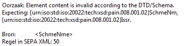 XSD validatie tag foutmelding 